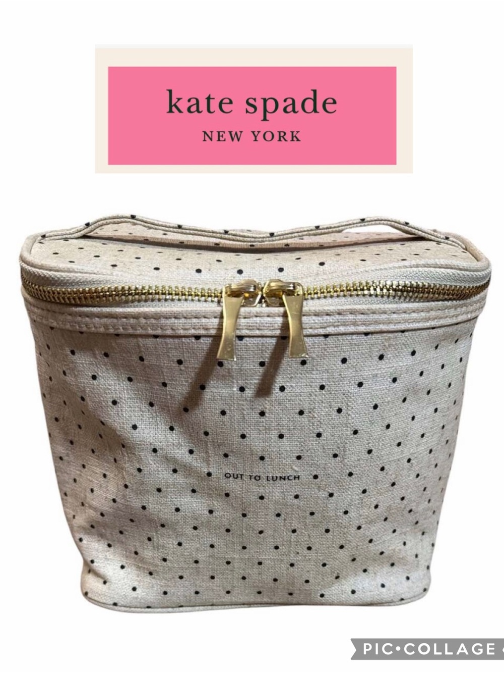 Kate Spade Out To Lunch Polka Dot Canvas Lunch Bag